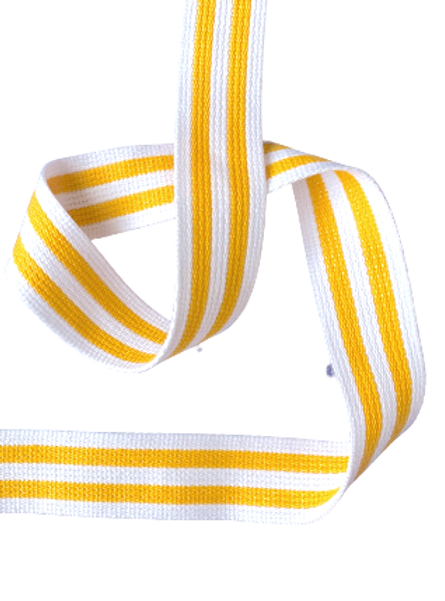 Rouleau ceinture Blanche 2 liserés Jaune Judo